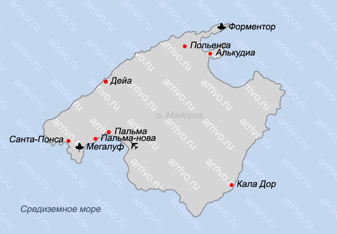 Пальма де Майорка карта на русском языке