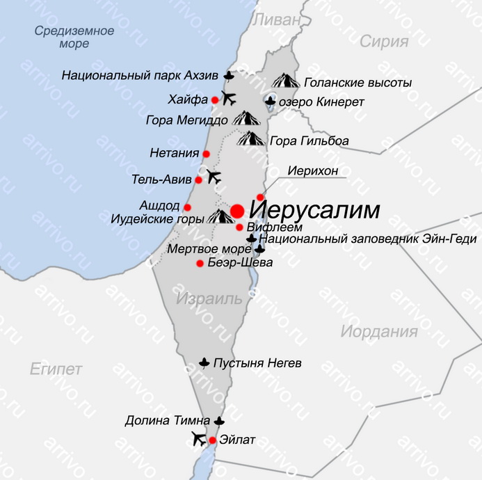 Карта Израиля на русском