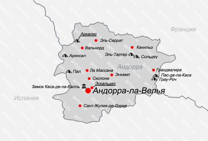 Карта Андорры на русском языке