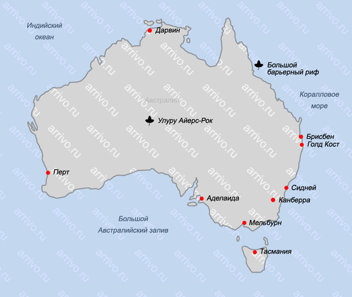 Карта Австралии на русском языке