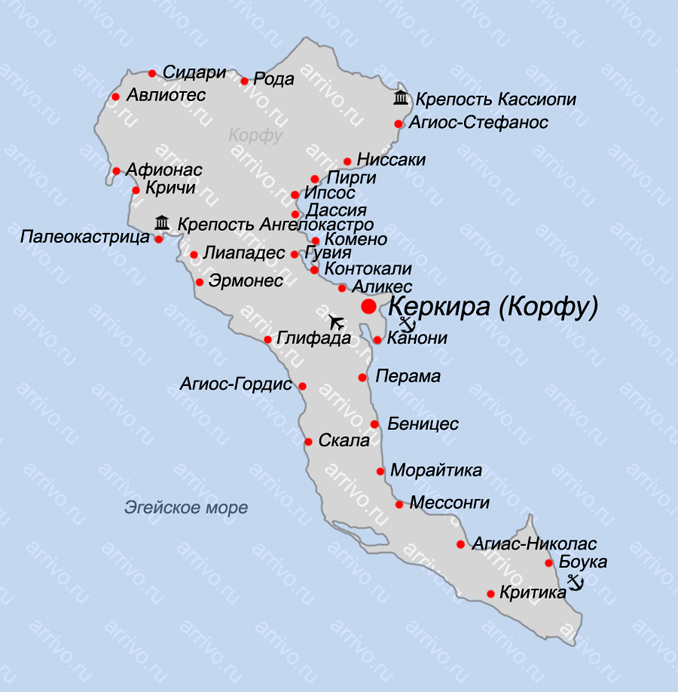 Корфу Греция карта