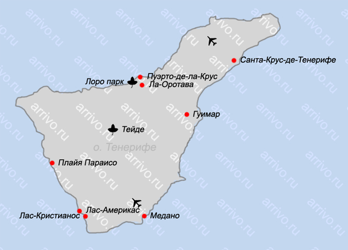 Тенерифе карта острова на русском языке