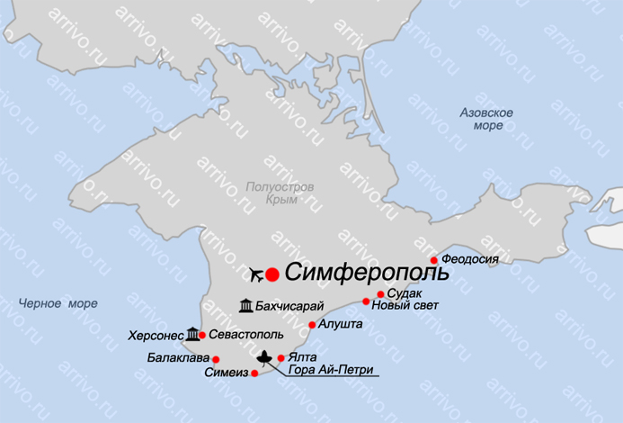 Карта Крыма туристическая