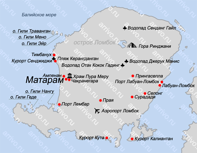 Карта острова Ломбок