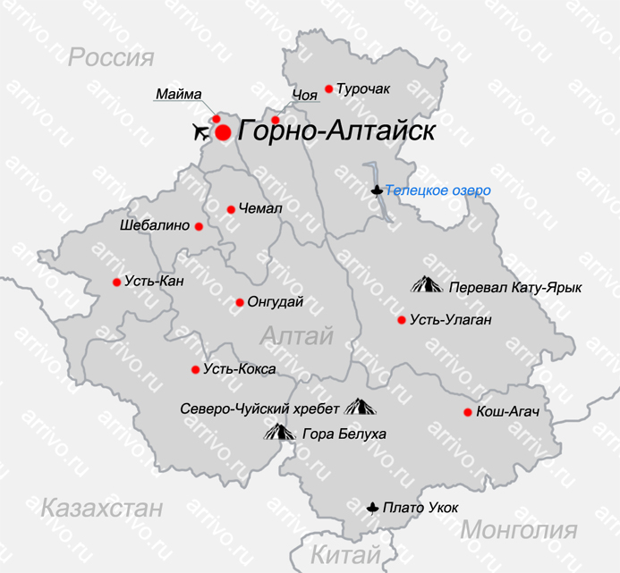 Карта Горно-Алтайска